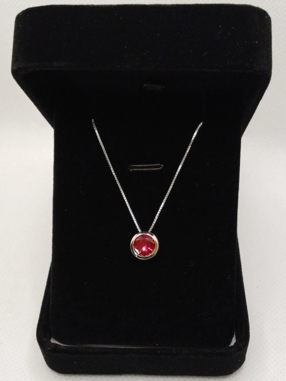 Sterling Silver Necklace Ruby Pendant